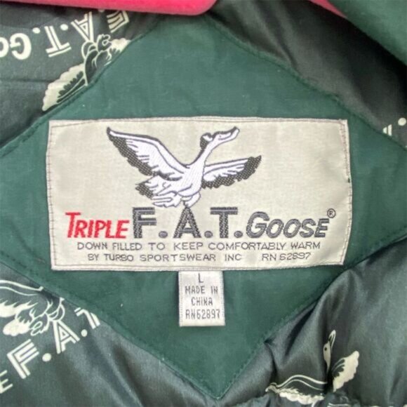 Vintage Triple F.A.T. Goose Men's Green Down Parka Jacket Size L - Picture 12 of 12